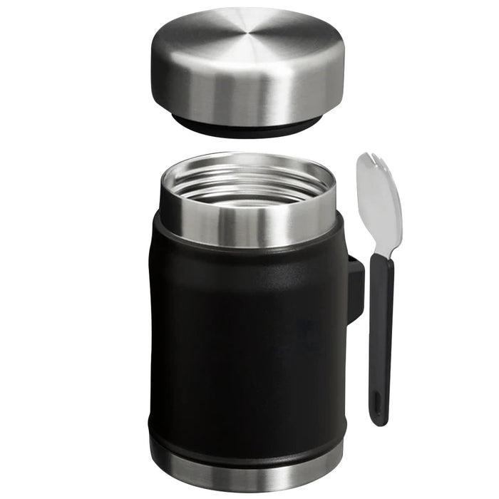 componenets of black 2.0 400ml legendary food jar and spork