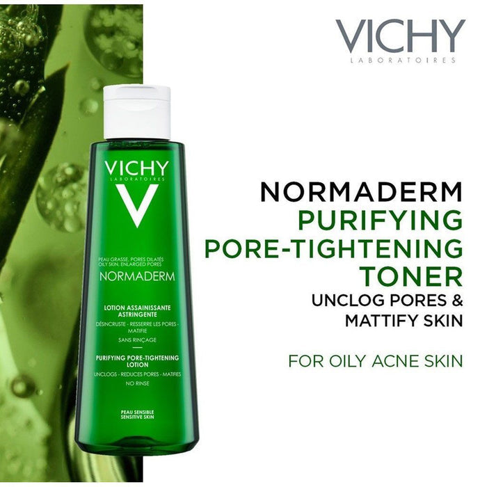 Vichy Normaderm Pore Tightening Toner for Oily/Acne Skin with Salicylic and Glycolic Ccid, 200ml - Makkah Pharmacy