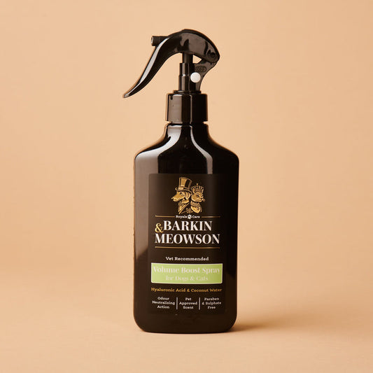 Barkin Meowson spray bottle on a beige background