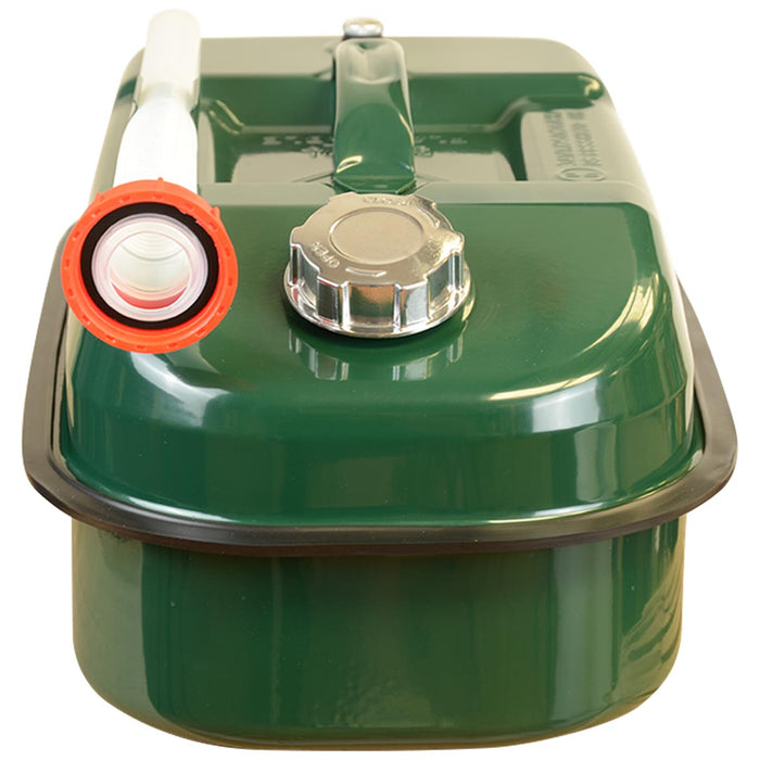 green 10l wavian hippo steel fuel can with screw cap and spout