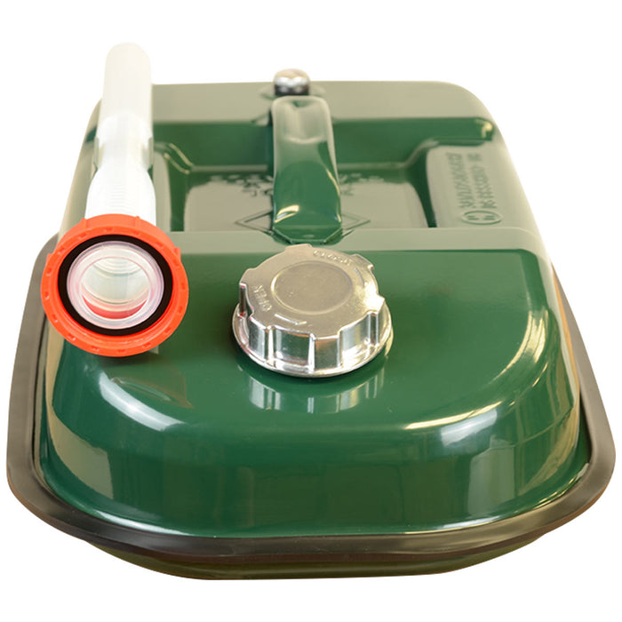 green 5l wavian hippo steel fuel can with screw cap and spout