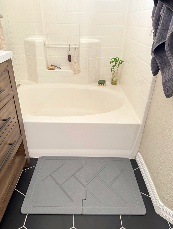 XL Quick Dry Diatomaceous Earth Floor Stone Bath Mat and Dish Mat | Bathroom Shower Mat Non-Slip | Super Absorbent